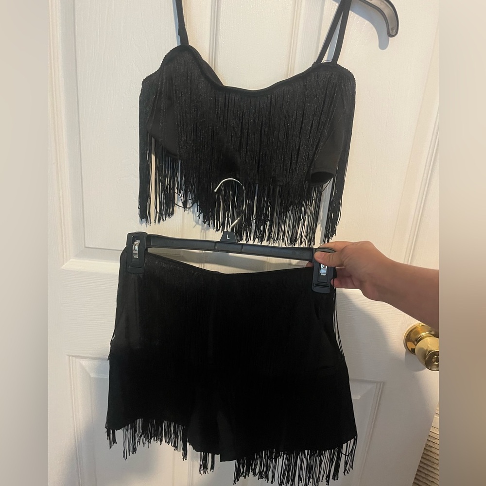 SHEIN Small Fringe Crop Top and Shorts Concert Summer Swiftie